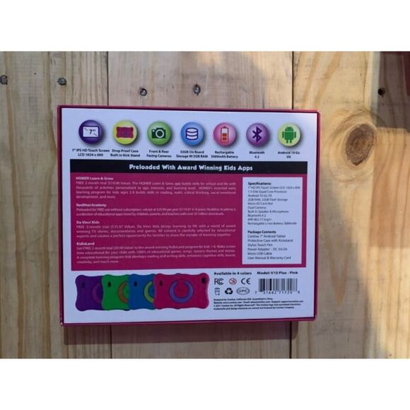 Contixo kids 7" learning tablet V10 plus-pink1 - Picture 2 of 5
